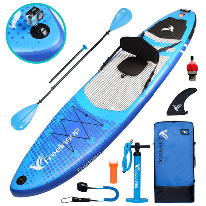 Freein SUP Inflatable Stand Up Paddle Board with Kayak Seat,Paddle Boards for Adults, Accessories sup Pump Adaptor,sup Kayak Paddle(Blue, 11')