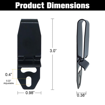 Universal Metal Belt Clip with Screws for DIY Holster Making, Knife Sheaths, IWB Holster Rust-Proof Belt Clip, Black Titanium (1.5"-1 Pack)