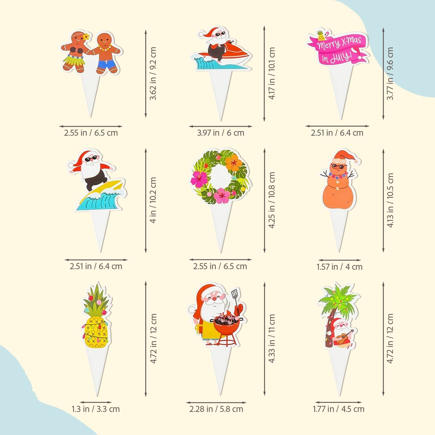 Christmas In July Party Decorations Set, Ultimate Xmas In July Party Decorations Kit, Tropical Beach Hawaiian Luau Banner, Honeycomb Table Centerpieces, Cupcake Toppers, Decor for Pool Parties & BBQ