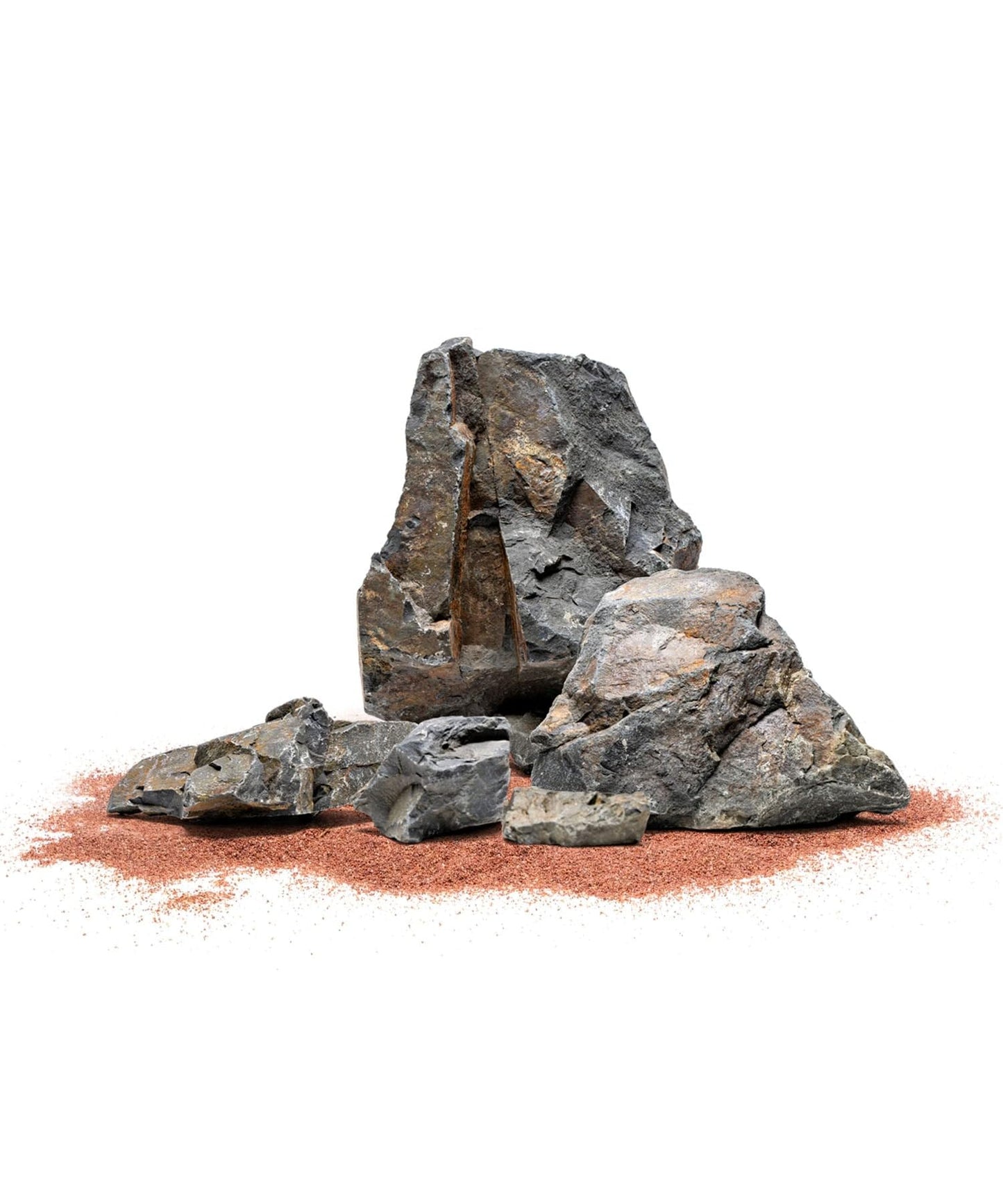 SubstrateSource Natural Aquarium Stones - Angular Dark Brown & Rust-Toned Decorative Rocks w/Layered Texture - Freshwater Aquascaping, Betta Fish Tank, Reptile Enclosure, Hermit Crab - Ancient, 5 LB