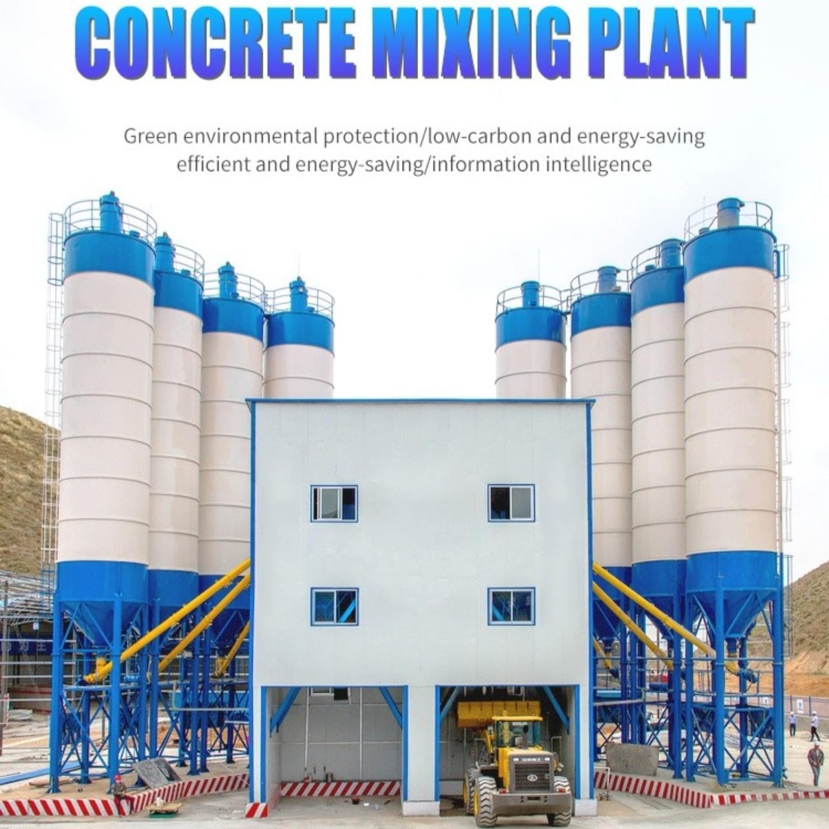 Heavy-Duty Concrete Batching Plant with reinforced H-beam frame, strong twin-shaft mixer and high-precision sensors, suitable for demanding civil engineering and long-duration construction jobs