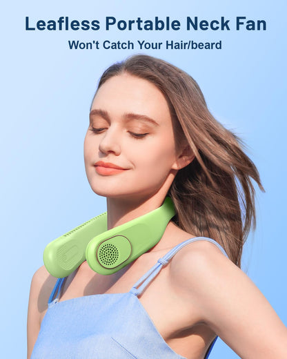 SWEETFULL Portable Neck Fan 360° Cooling Bladeless Personal Fan | No Hair Twisting - 4000mAh USB Rechargeable Wearable Fan for Travel, Birthday Gifts for Men, Women, Mom, and Dad