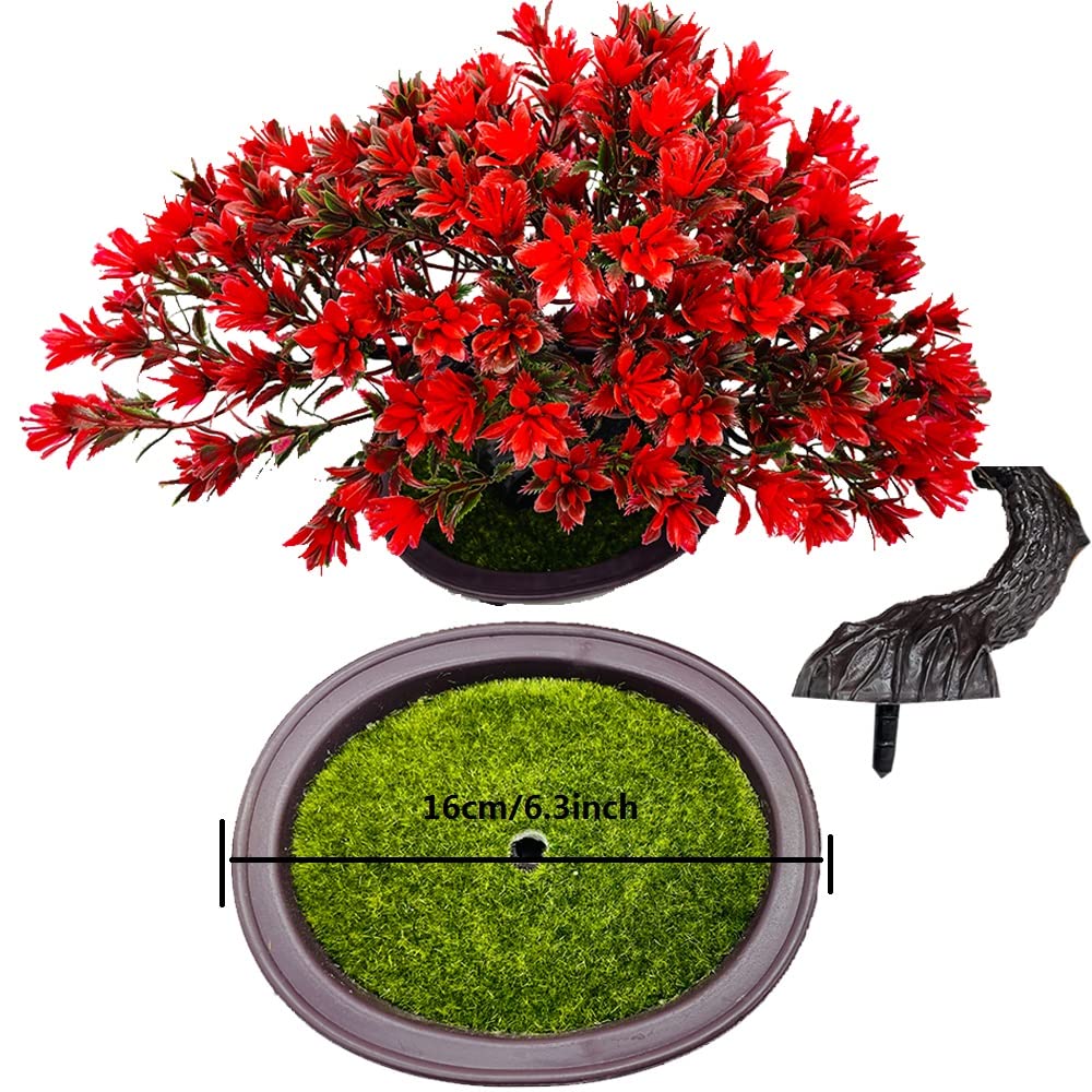 Artificial Plants & Greenery Fycooler Fake Plants Plastic Artificial Bonsai Tree, Red Bonsai Tree Juniper for Home Bedroom Living Room Office Desk Bookshelf Farmhouse Decor Zen Garden Decorations