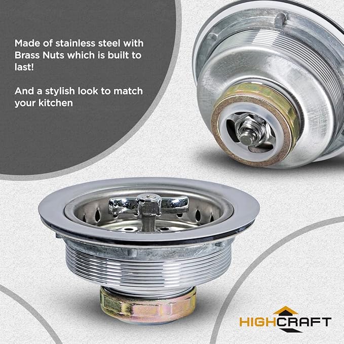 Highcraft 9763 Kitchen Sink Stainless Steel Drain Assembly