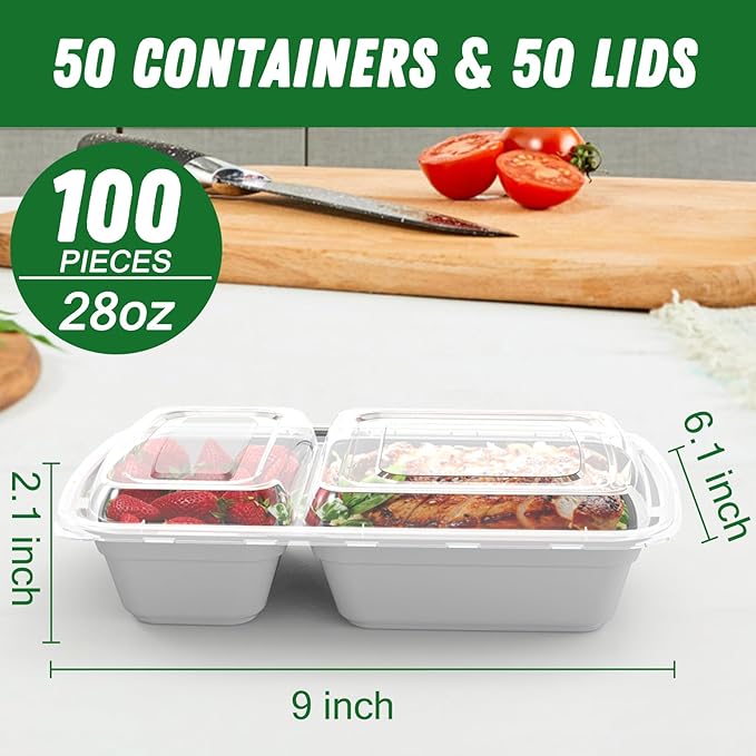 50 Pack 28 oz Meal Prep Containers Reusable