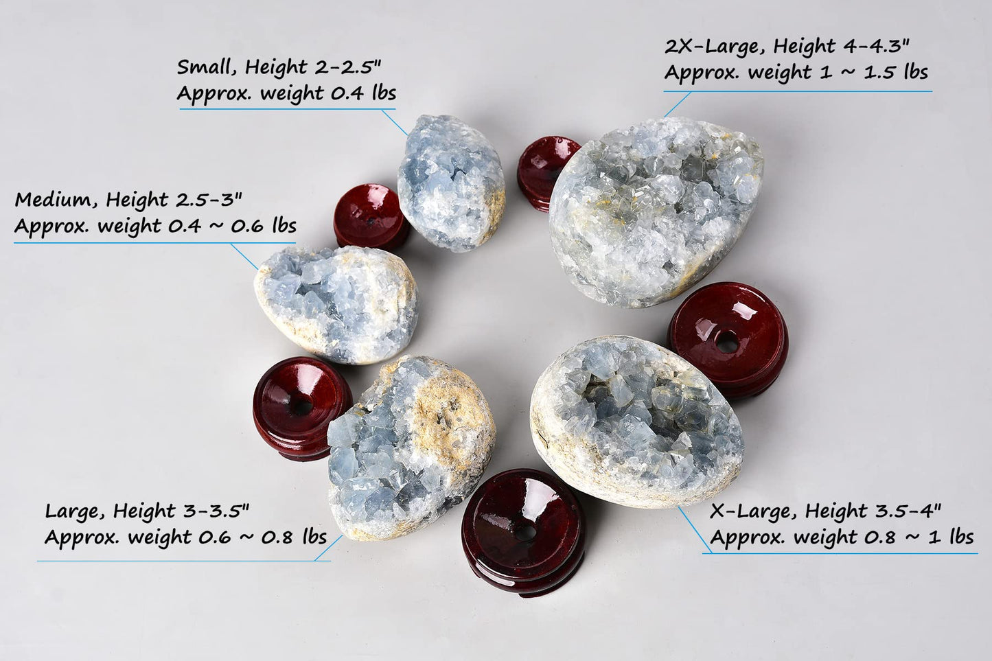 AMOYSTONE Egg-Shape Gemstones Healing Crystals Blue Celestite Cluster Geode Egg 2.5-3", for Healing Reiki Home Decors, Easter Egg