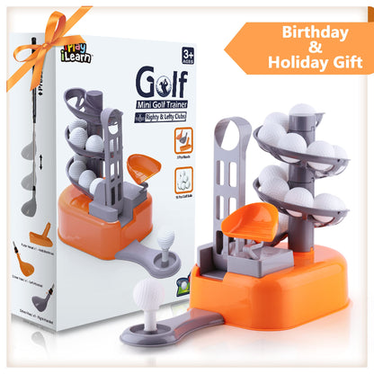 iPlay, iLearn Kids Golf Toys Set W/Left & Right Club Head, Boys Outdoor Sport Toy Age 3-5, Toddler Indoor Golf Ball Game, Child Exercise Active, Yard Play Birthday Gift 4 6 7 8 Year Olds Toddler Girl