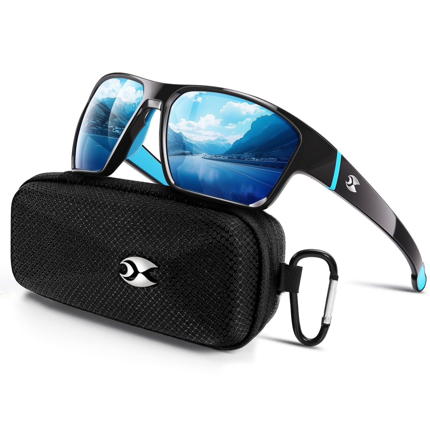 suoso Sports Polarized Sunglasses for Men: TR90 UV400 Protection Sun Glasses Womens Wrap Around Goggles for Drving Fishing Blue