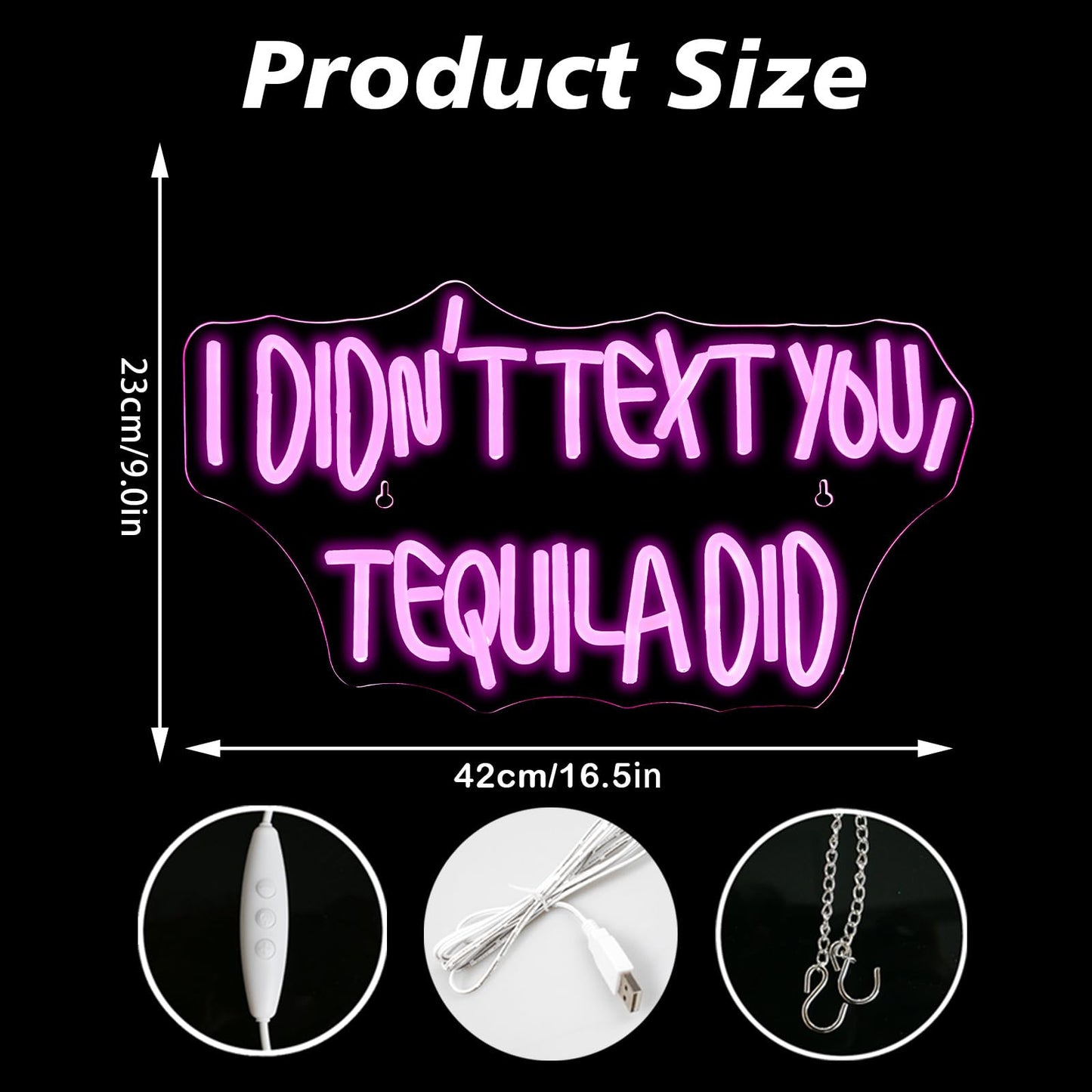 VVYXX I Didn't Text You, Tequila Did Neon Sign for Wall Decor,Neon Light for Bedroom Bar Man Cave Business Bar Decoration
