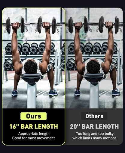 AboveGenius 16" Olympic Dumbbell Handles, Solid Steel Loadable Weight Bars for 2-Inch Plates, Adjustable Home Gym Strength Training Equipment (Includes 4 Spring Collars)