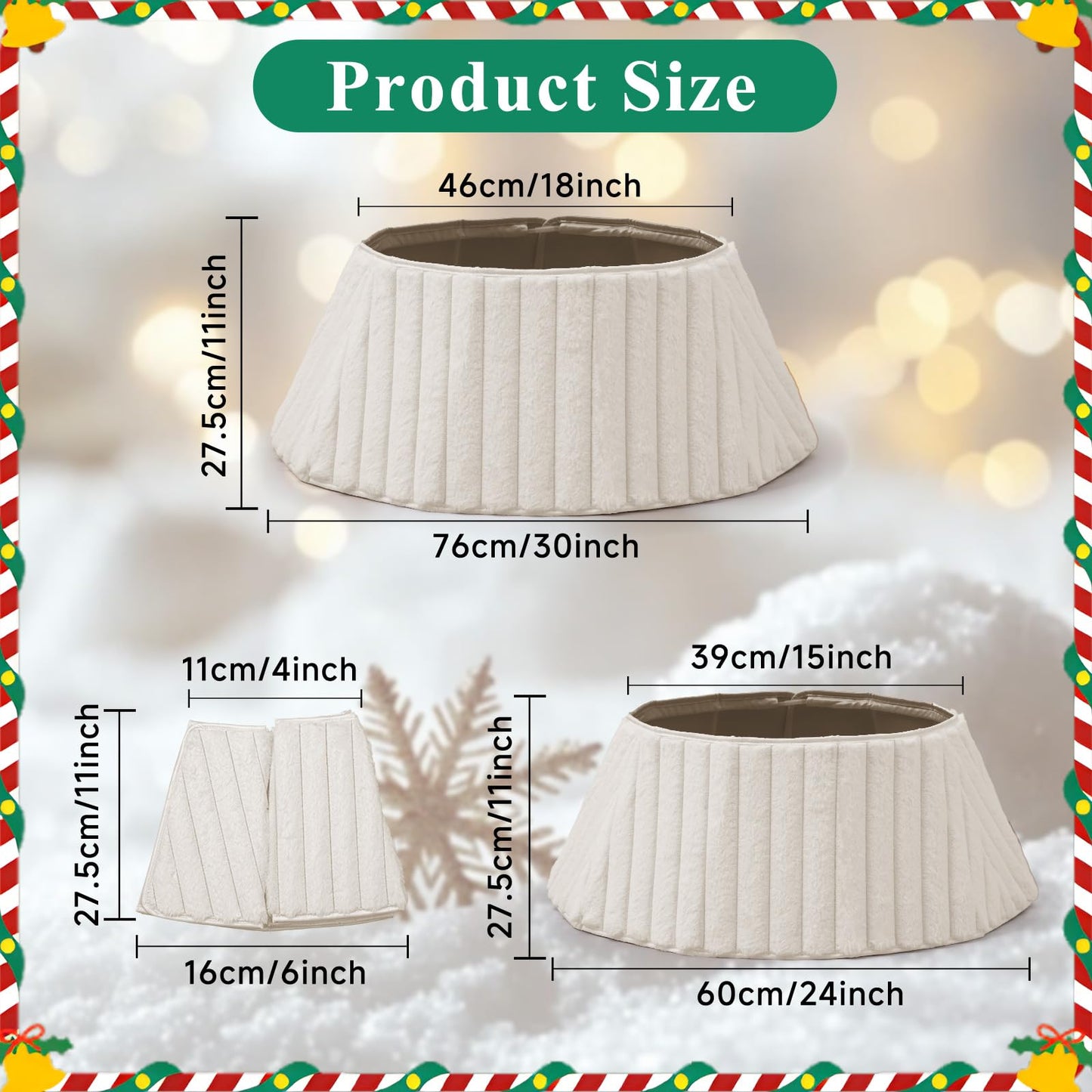 Lanpn 30 Inch Christmas Tree Collar, Plush Tree Collar Tree Stand Cover Xmas Tree Ring Stand Tree Basket Skirt for Winter Home Party Holiday Indoor Christmas Decorations (White, 75cm)