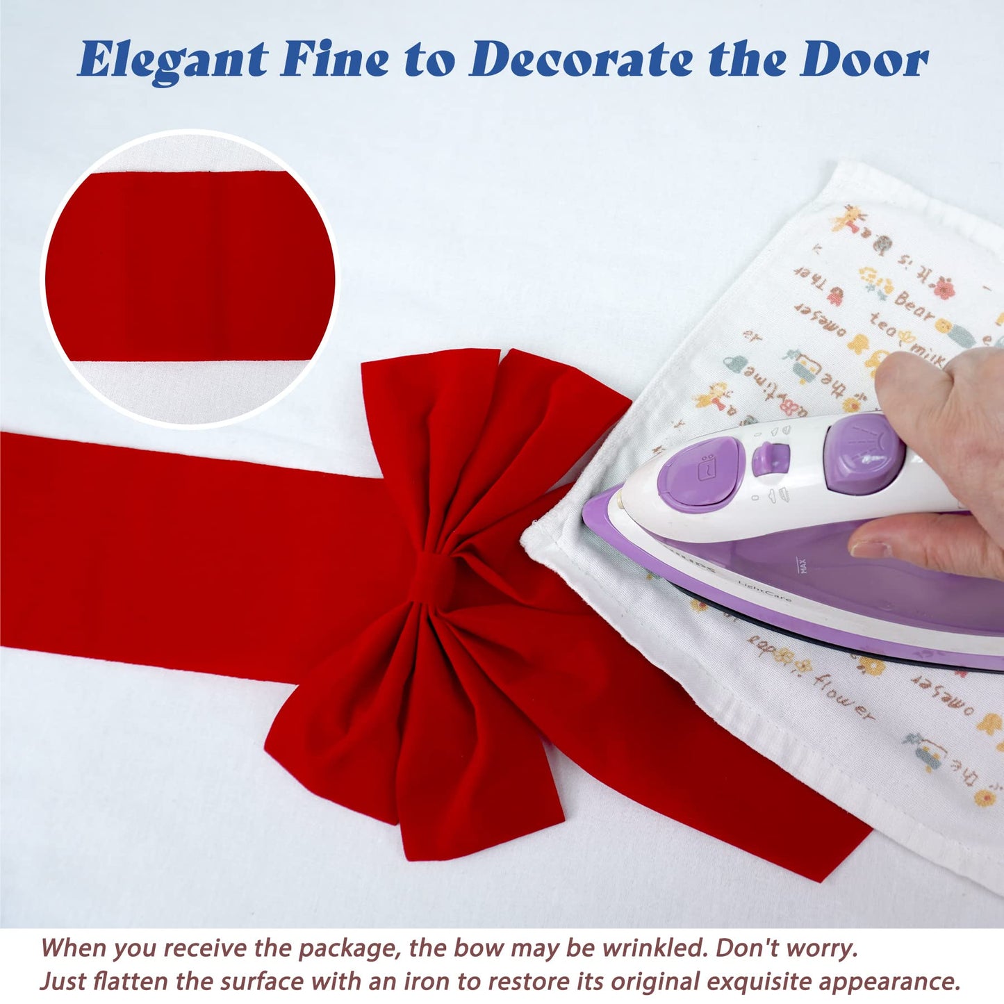 Cabinet Door Festive Ribbons and Bows Decoration Christmas Wreath Bow for Christmas Tree Fireplace Door Party Holidays Wrapping Decorations (4, Red Velvet)