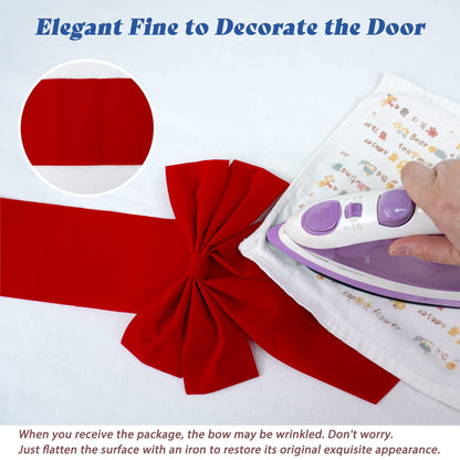 Cabinet Door Festive Ribbons and Bows Decoration Christmas Wreath Bow for Christmas Tree Fireplace Door Party Holidays Wrapping Decorations (4, Red Velvet)