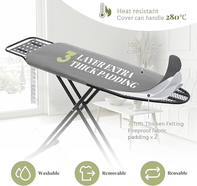 Ironing Board Full Size, RAINHOL 43"x13" Heavy Duty Compact Iron Board
