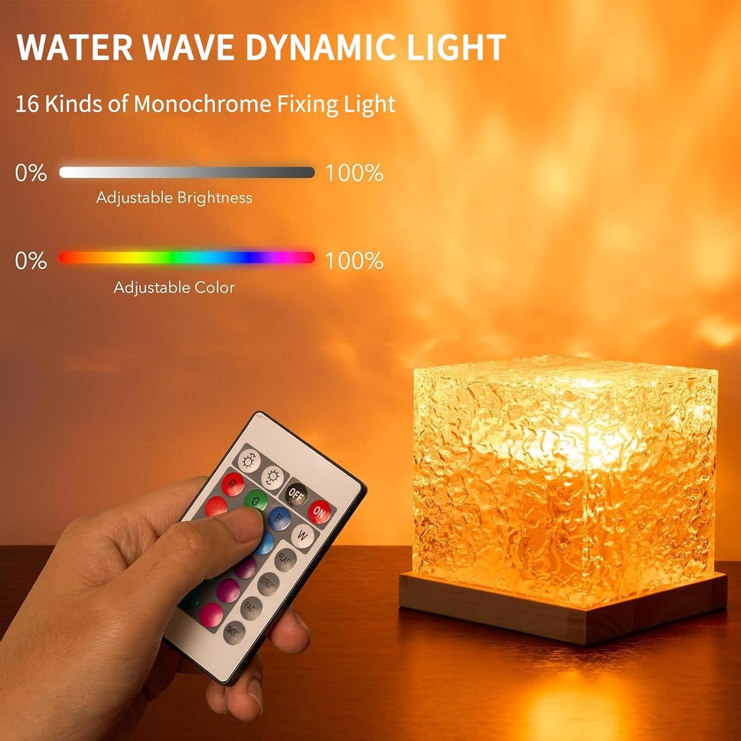 Growalleter Ocean Wave Projector Light, 16-Color LED Shower Lamp with Remote, 3D Water Ripple Projection, Romantic Ambient Lighting for Kids Room, Relaxation, Bedroom, Bathroom & Night Light