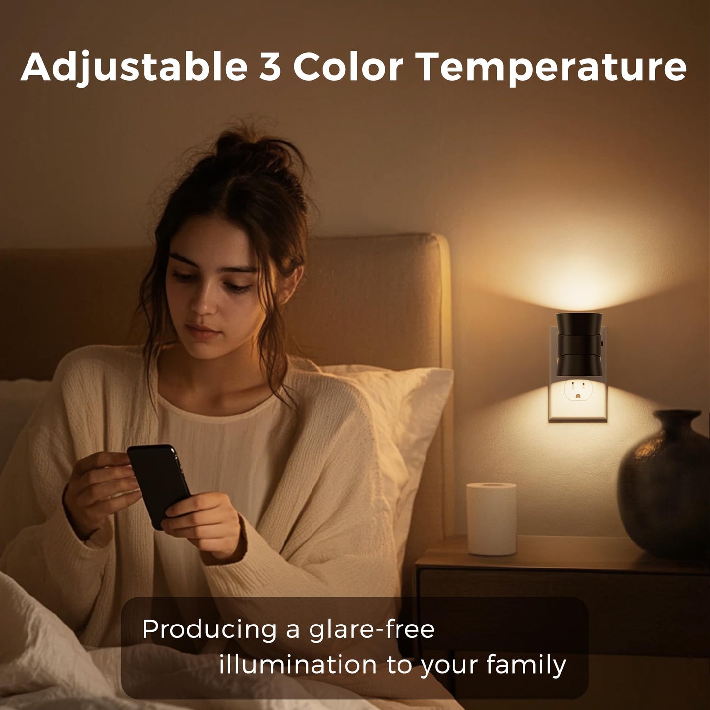 L LOHAS LED Night Light, Bubble Night Lights Plug into Wall,2 Pack 3000K/4000k/5000K Adjustable Color Temperature Night Light,Dimmable Nightlights with Dusk to Dawn Sensor for Rooms Bathroom Hallway