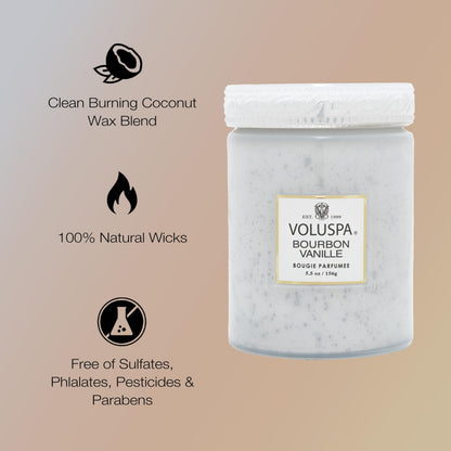 Voluspa Bourbon Vanille, Small Candle Jar, 5.5 Ounces, 50 Hour Burn Time, Coconut Wax for Clean Burning, Handcrafted in the USA