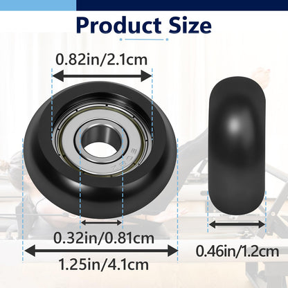 8 Pcs Roller Wheels Replacement Compatible with Aero Pilates Reformer, Smooth and Quiet Glide Wheels Compatible with Aero Pilates Reformer (Black)
