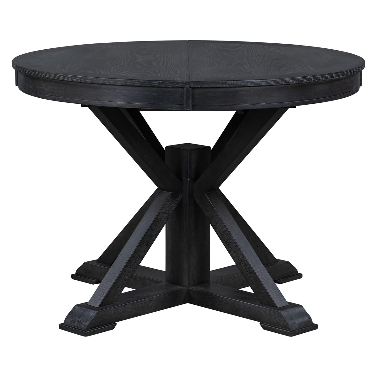 ERYE Retro Style Round Dining Table Functional Wooden Extendable Oval Dining Table with 12" Leaf and Natural Wood Grain Variation Tabletop