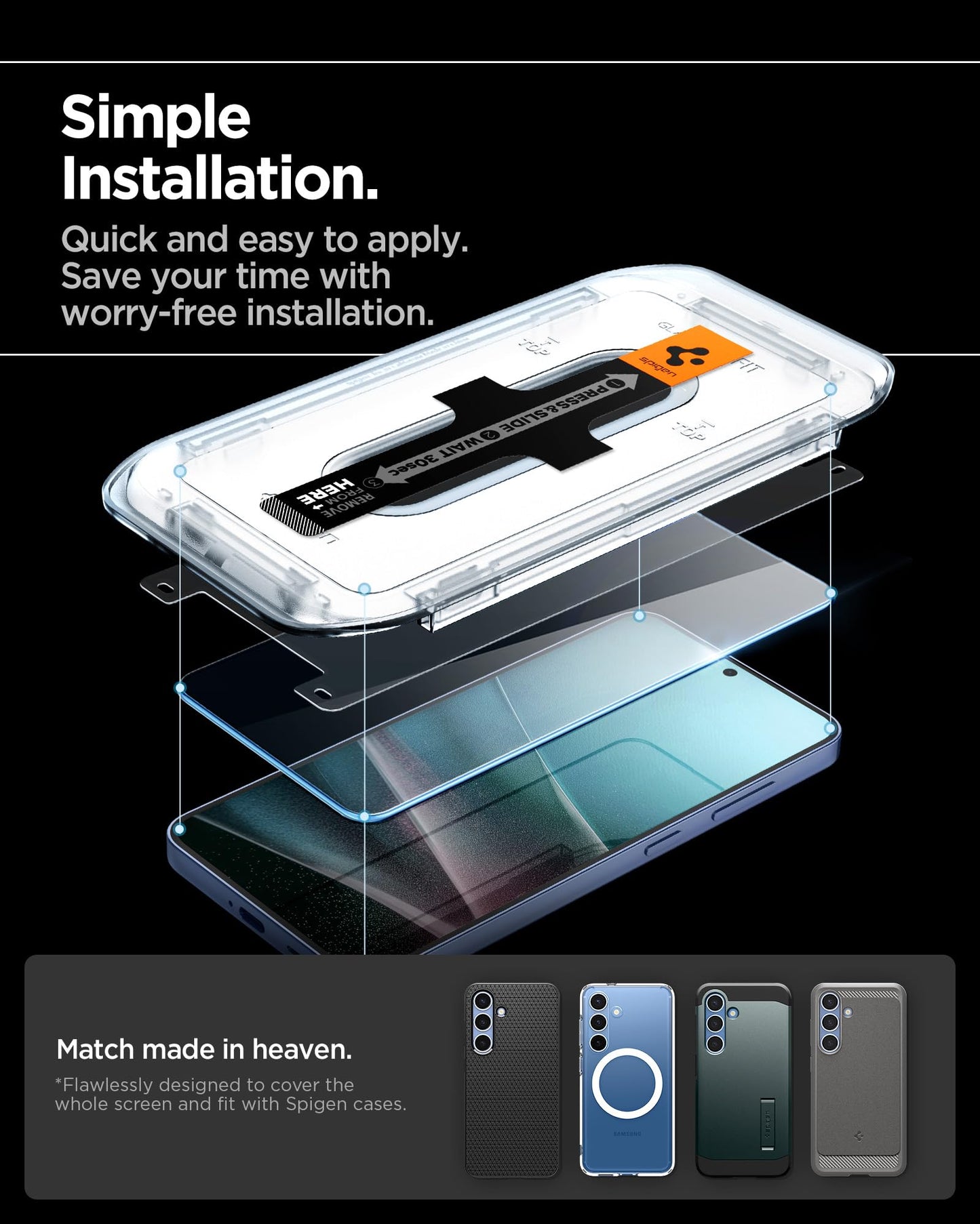 Spigen Tempered Glass Screen Protector [GlasTR EZ Fit] designed for Galaxy S25 Plus | Galaxy S24 Plus [Case Friendly] - 2 Pack
