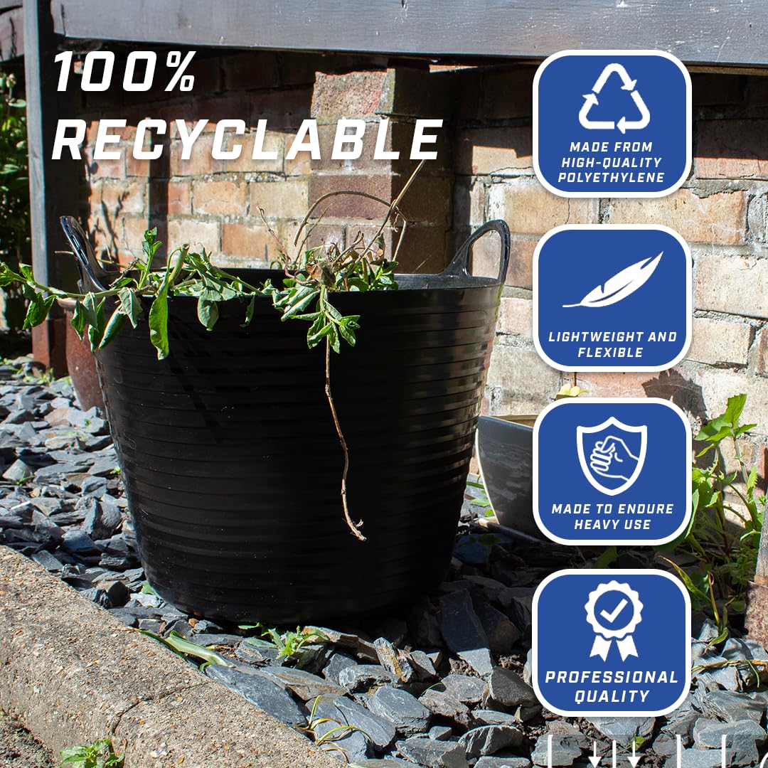 Faithfull Flex Tub – Multi-Purpose & Durable Flexible Bucket for Garden, DIY, Building & Farming - 60L (13gl), Black