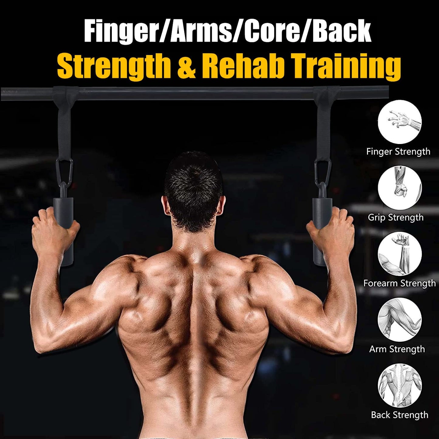 Lights Mountain Pull Up Grips Set of 2 Rock Climbing Holds Set with Hanging Straps and Strong Carabiner, Finger Strengthener，Forearm, Biceps, Ninja Warrior, Back Muscles Training