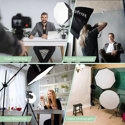 Skytex Octa Softbox Lighting Kit(2pack), Skytex 20x28in Octa Soft Box|135W 2700-6400K E27 LED Bulb Continuous Photography Lighting, Photo Studio Lights Equipment for Camera Shooting, Video Recording