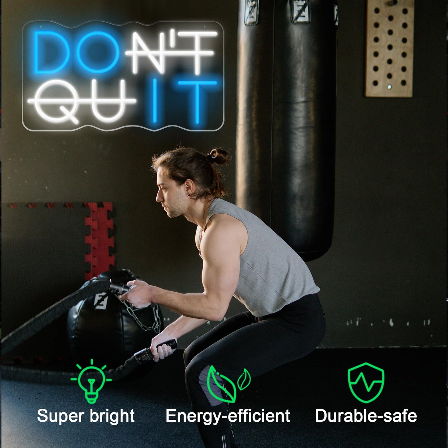 KENFARI Led Neon Signs,Don't Quit Neon Sign Office Room Yoga Gym Room Man Cave Gamer Room, Powered by 5V USB with Dimmable Switch