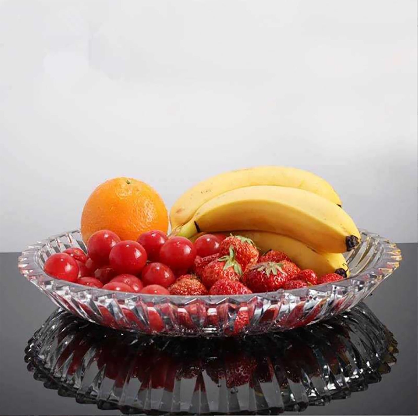 Rxcvkmw Glass Fruit Bowl or Decorative Bowl, used for Kitchen counter or living room center table decoration, Centerpiece Bowl,Glass tray (14.1in)