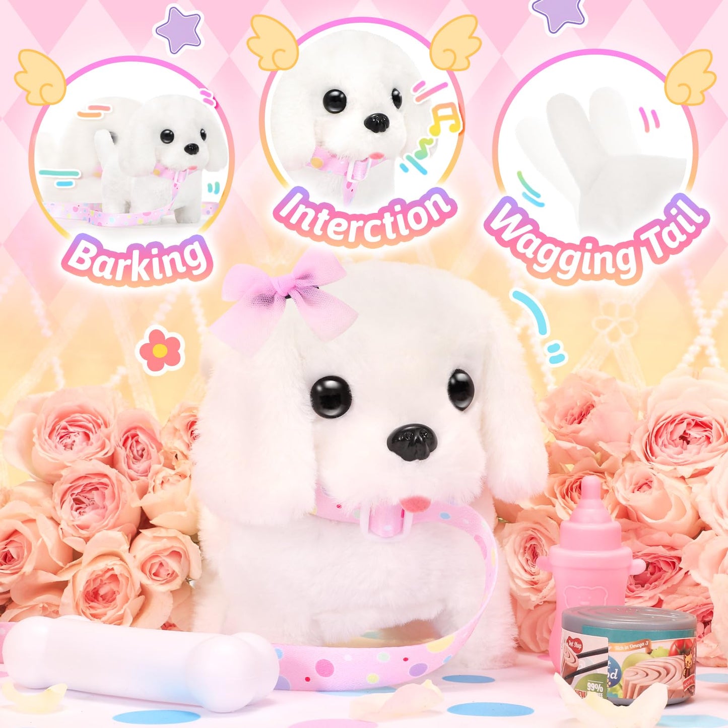 Tagitary Plush Toys Interactive Puppy Toy for Kids,Electronic Toy Dog That Walk and Bark,Tail Wagging, Fake Dog Toy with Leash,Perfect Easter Christmas Birthday Gift for Kids Toddlers