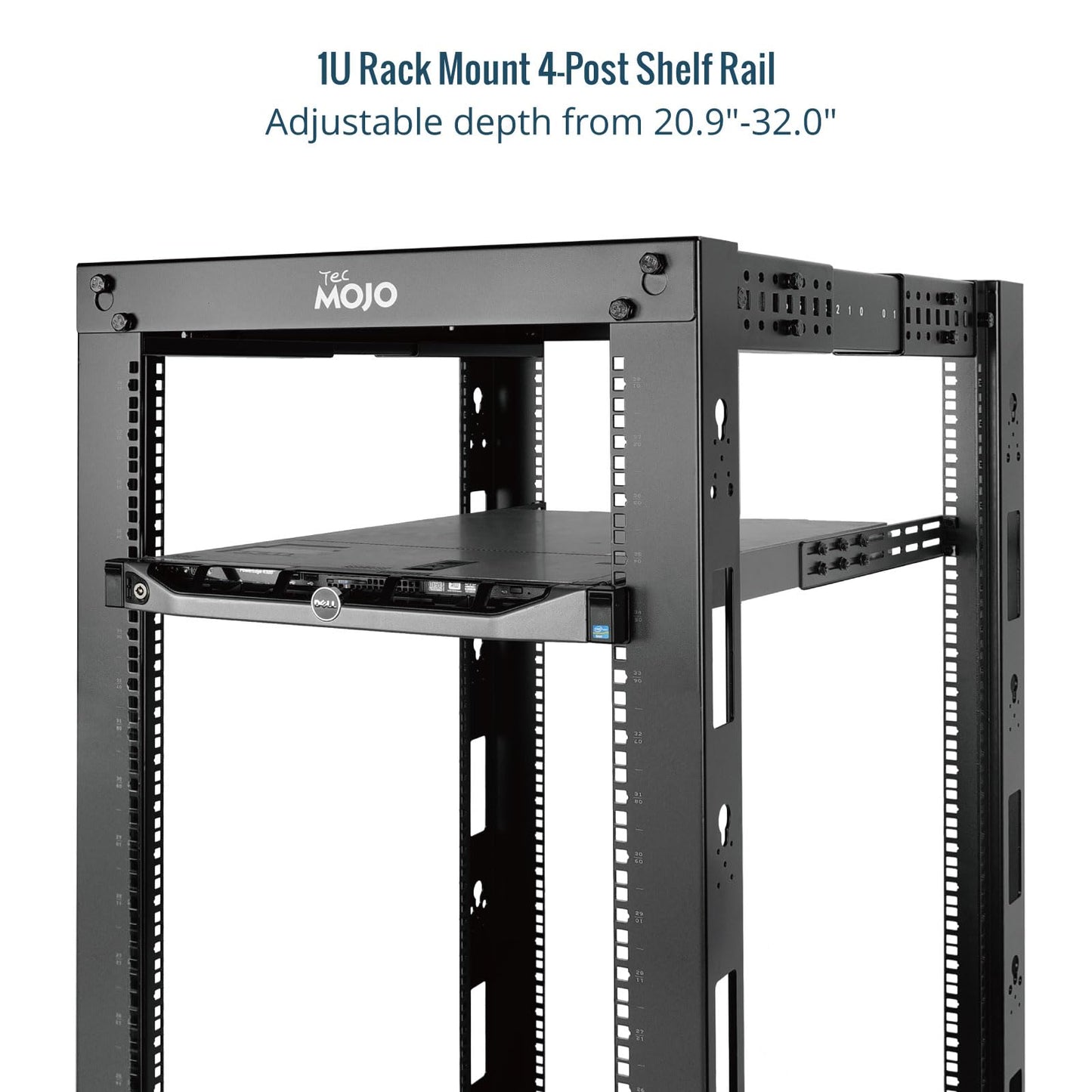 Tecmojo 1U Universal Rack Mount Rails,4-Post Server Rack Shelf Rail with 20.9"-32" Adjustable Depth Fit for Non-Rack Mountable Server/Networking/AV/IT Equipment