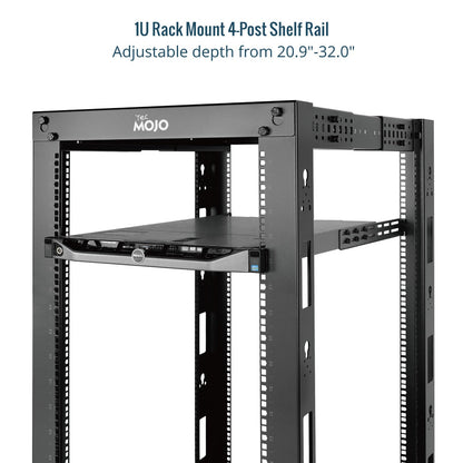 Tecmojo 1U Universal Rack Mount Rails,4-Post Server Rack Shelf Rail with 20.9"-32" Adjustable Depth Fit for Non-Rack Mountable Server/Networking/AV/IT Equipment