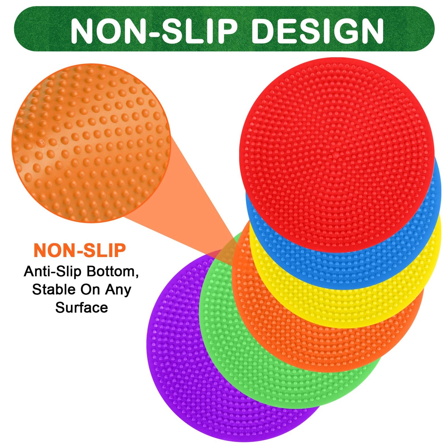 TuXHui Poly Spots Spot Markers for Gym Floor 4.72inch 24 Pcs Non-Slip Rubber Floor Dots Round Agility Markers Flat Cones for Sports Soccer Basketball PE Training, Dance, Classroom
