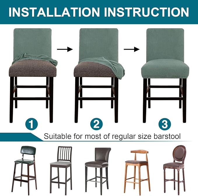 Turquoize Stretch Bar Stool Cover Counter Stool Pub Chair Slipcover