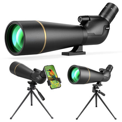 25-75x85 Spotting Scope with ED Glass, Phone Adapter, Tripod & Carrying Bag - Fully Multi-Coated BAK4 Waterproof Zoom Spotter Scope for Bird Watching, Wildlife Viewing, Hunting (Black)
