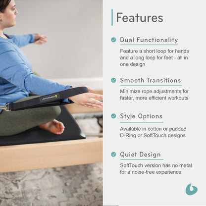 Balanced Body Cotton Double Loops, Foot and Hand Straps, Accessories for Pilates Equipment, Workout Equipment for Home Gym or Studio Use, 1 Pair