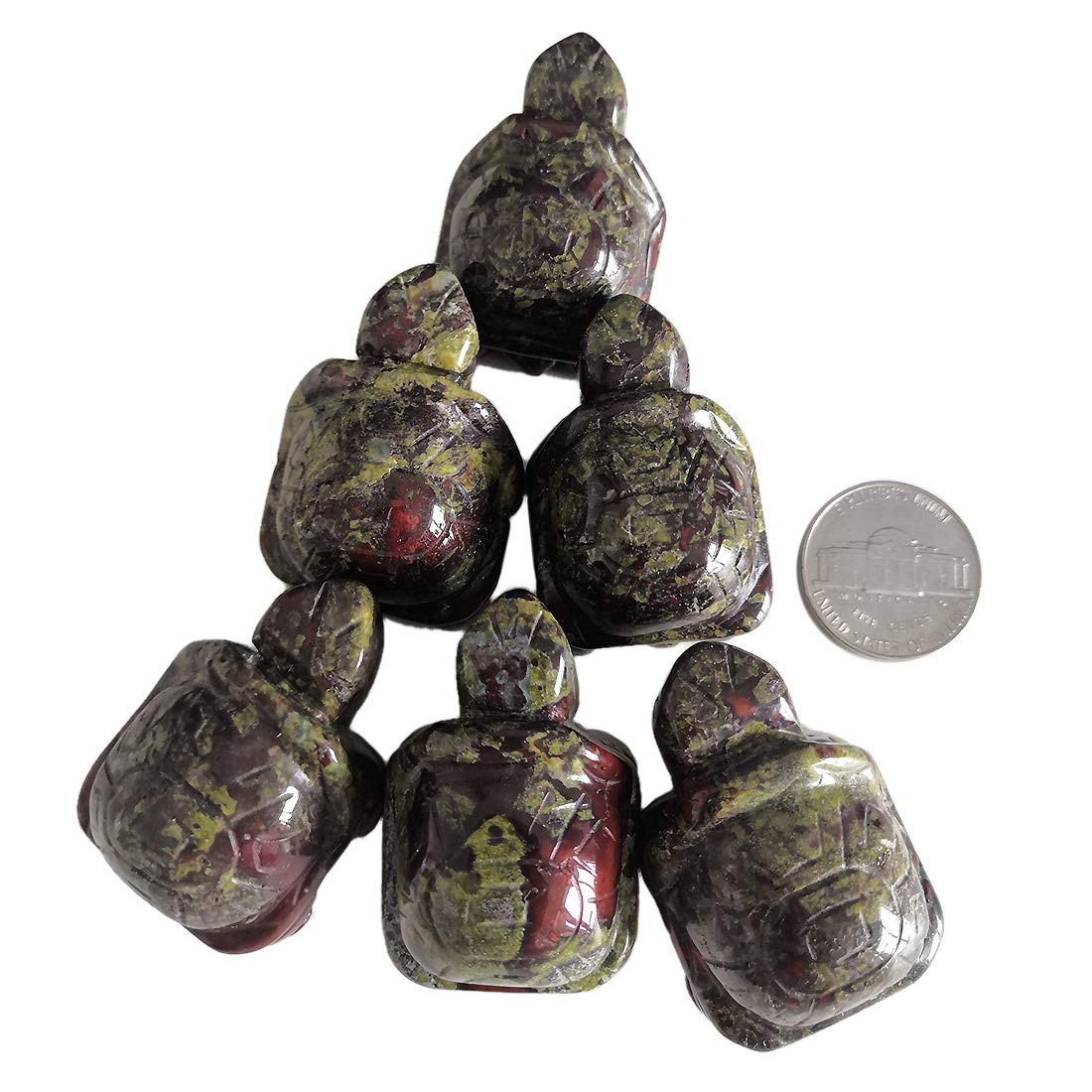 Gemgogo 2 Pcs Natural Dragon Blood Jasper Pocket Carved Tortoise Decor Animal Figurines Gemstone,1.5 Inches Room Decor Crystals and Healing Stones