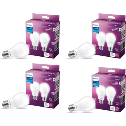 PHILIPS LED 75W A19 4-Pack Ultra Definition Daylight (5000K) 1100 Lumen (9W = 75W) Dimmable Frosted Flicker-Free Light Bulbs