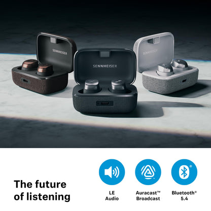 Sennheiser Momentum True Wireless 4 Smart Earbuds with Bluetooth 5.4, Crystal-Clear Sound, Comfortable Design, 30-Hour Battery Life, Adaptive ANC, LE Audio and Auracast - Black Graphite