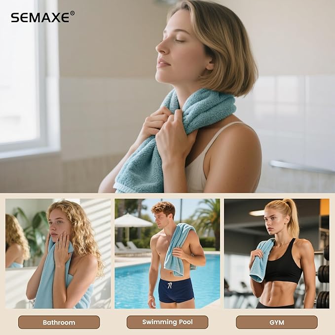 SEMAXE 12 Pack Hand Towels for Bathroom, 100% Cotton Towels