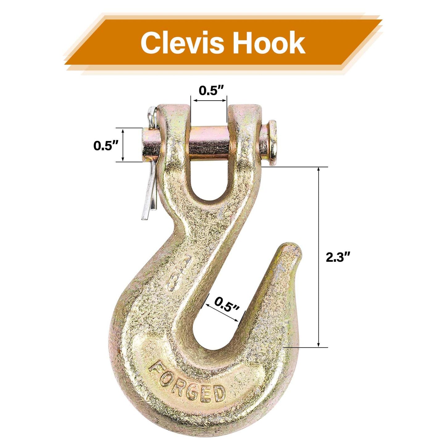 Lechansen 3/8'' G80 Clevis Grab Hook,10 Pack Heavy Duty Grade 80 Transport Chain Hooks 3/8 Inch Tow Hook for G80 Chains and Binders, 7,100 Lbs Working Load Limit