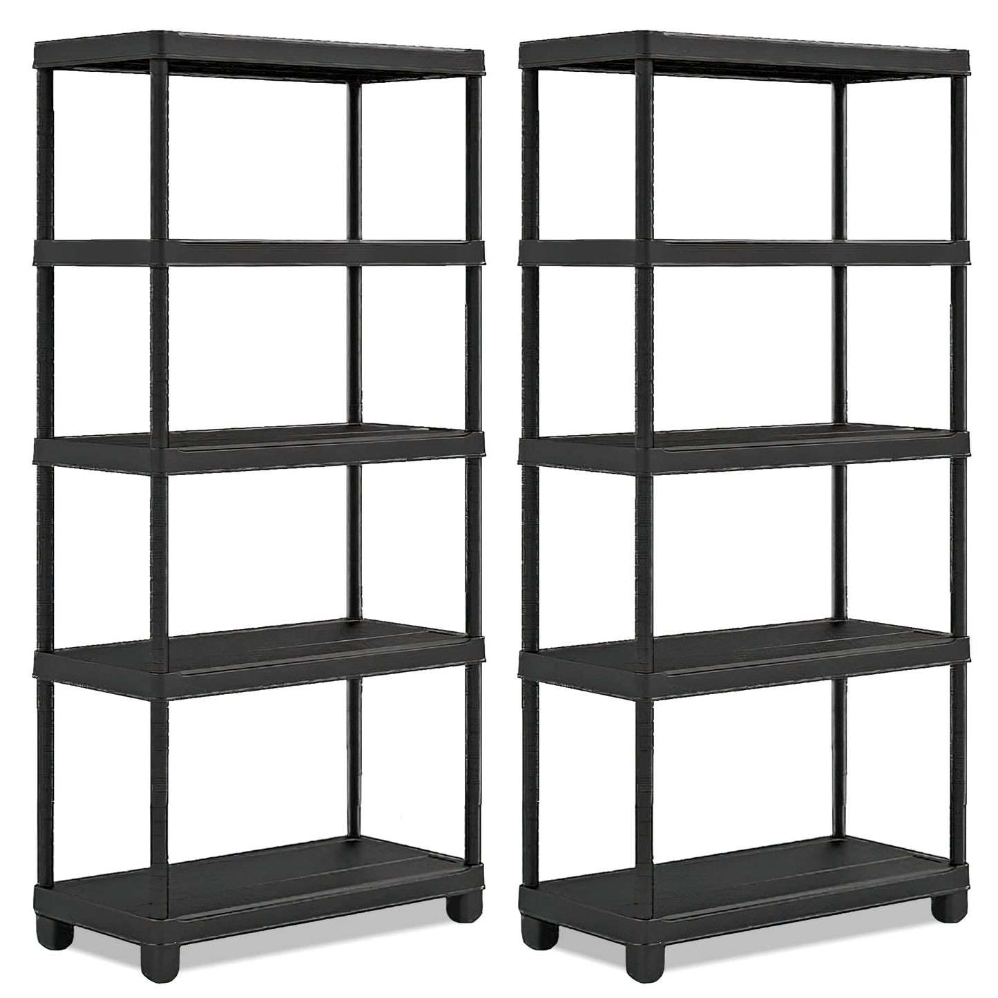 Vivo Technologies 2 x 5 Tier Heavy Duty Plastic Shelving Unit Storage Racking Shelves For Garage Warehouse Shed Kitchen (2 Pack)