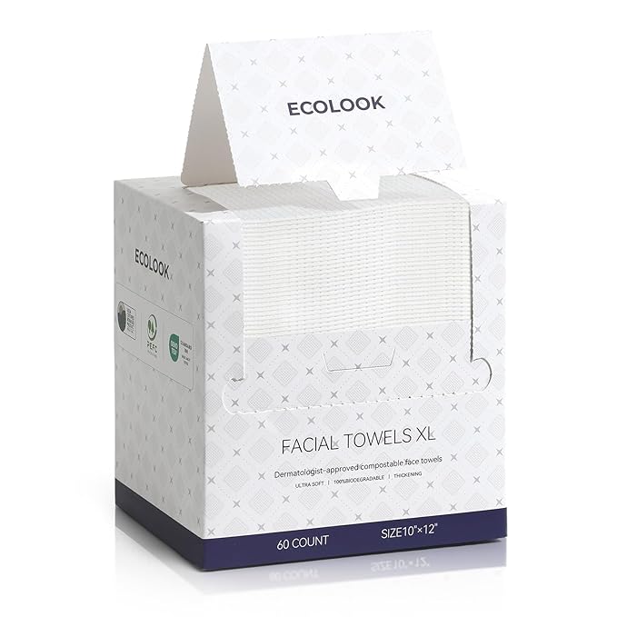 ECOLOOK Disposable Face Towel XL-60 Count Upgraded Thick Facial Towels