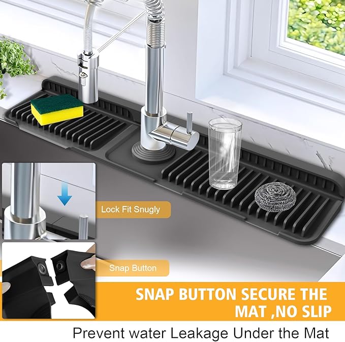 24-Inch Kitchen Sink Splash Guard Mat | 7° Slope