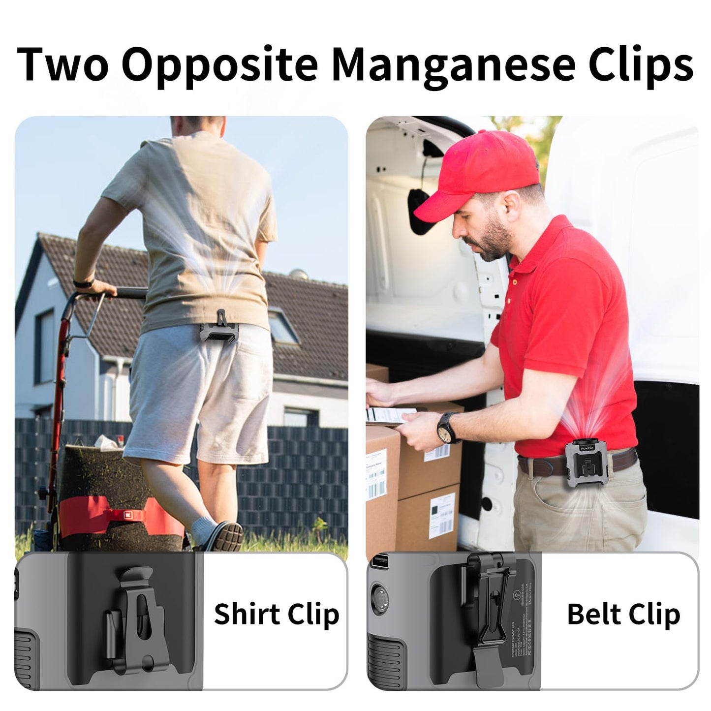 Socool 10000mAh Portable Waist Fan Clip on Wearable Belt Personal Fan Rechargeable Battery Operated With 5 Speeds & Flashlight Neck Hands-Free 40H Cooling For Outdoor Travel Camping Power Bank (Gray)