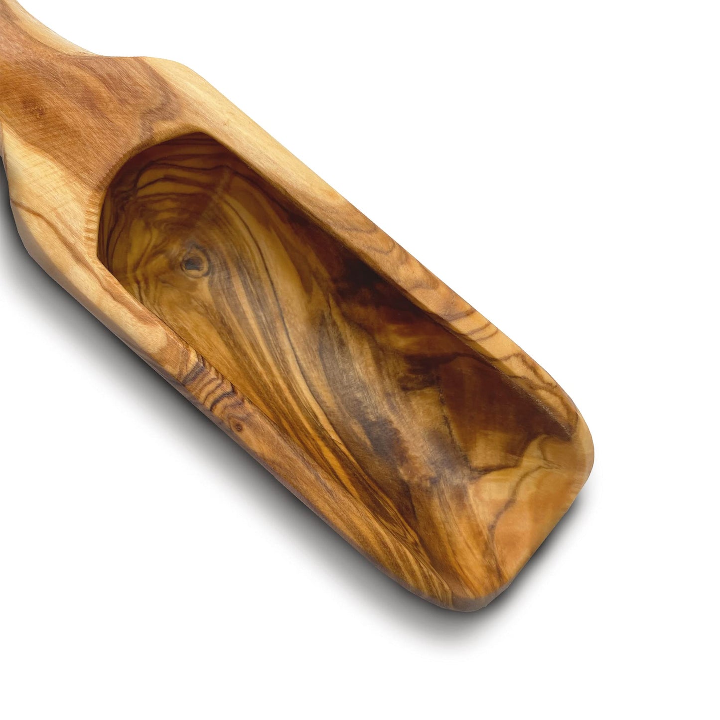 DYARI Olive Wood Scoop Bath Salt Spoon 7.5 Inches Long for Spices, Coffee Beans | Handcrafted Wooden Scoop Suitable for Sugar, Salt, Flour & More |