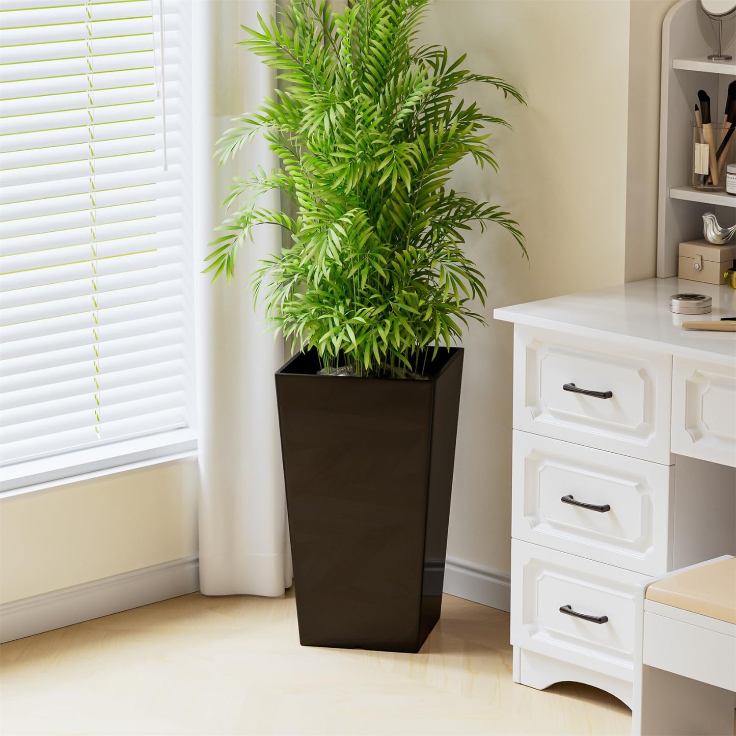 QCQHDU 21 inch Large Tall Taper Planters for Indoor & Outdoor Plants, 2 Pack Durable Plant-Flower-Tree Pots for Front Porch Patio Living Room Home Garden Decor
