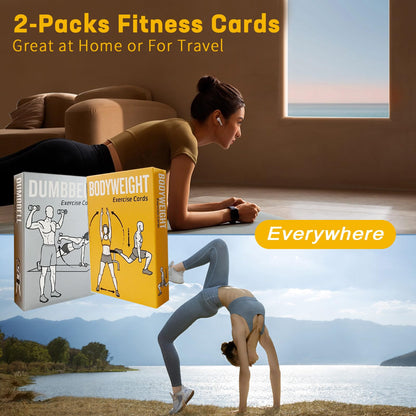 ELAORY Bodyweight & Dumbbell Workout Cards - 100 Large 5"x3.5" Exercise Cards with 24 Strength Moves, Home & Gym Fitness Cards for Men & Women, Beginner Fitness Guide