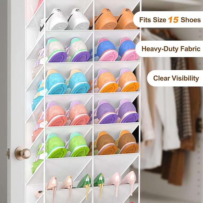 20-30 Pairs Over the Door Shoe Organizer, 10-Tier Door Shoes Rack, Handing