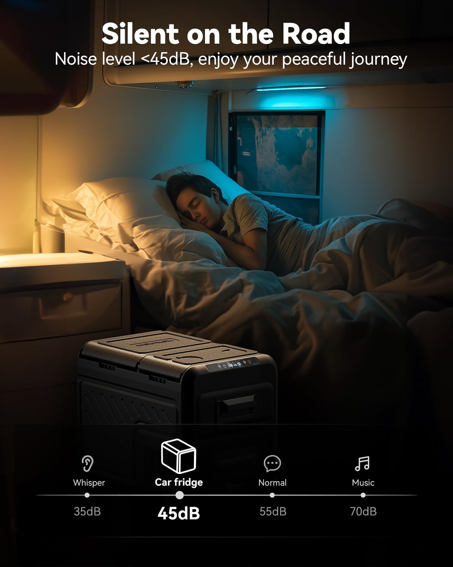 WOLFBOX 12V Car Refrigerator, 49 Quart Dual Zone Car Fridge, Portable Freezer(-8℉~68℉) with 12/24V DC 100/240V AC, APP Control Electric Cooler for Car, RV, Camping, Travel and Home Use